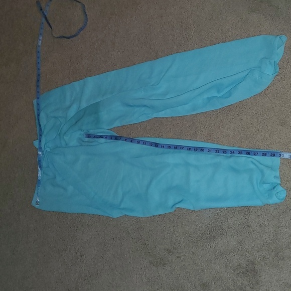 Aj Tropics Free size linen ocean blue palazzo pants semi sheer tie waist breezy - Picture 7 of 8